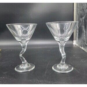 Libbey Z Stem Martini Glasses 9.25 oz Capacity Set of 2 Clear Glass.  6.5" Tall